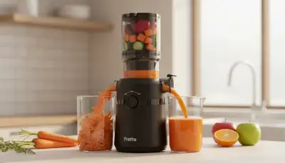 Der Slow Juicer, der ganze Früchte schluckt: Nie wieder mühsames Vorschneiden!