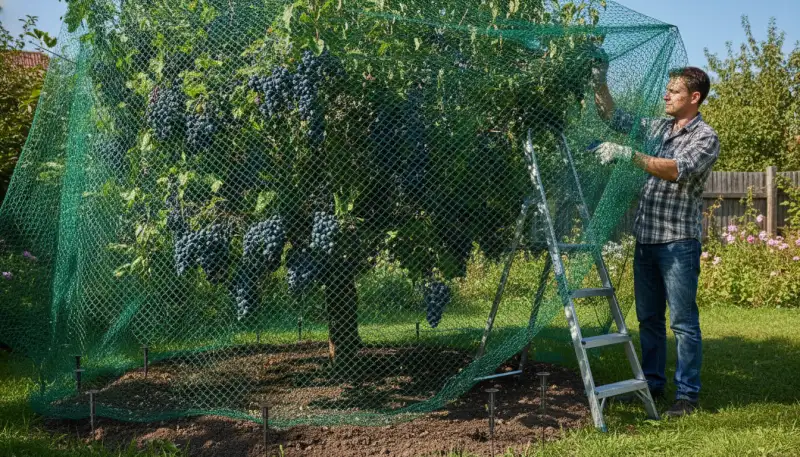 Vogelschutznetz anbringen: Ernte sicher schützen